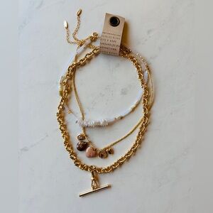 Last One! NWT Anthropologie Shade of Sea Layered Necklace Set of 3